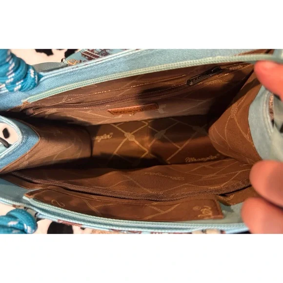 Wrangler Cowboy Print Tote/Crossbody Purse -Turquoise - Picture 2 of 8